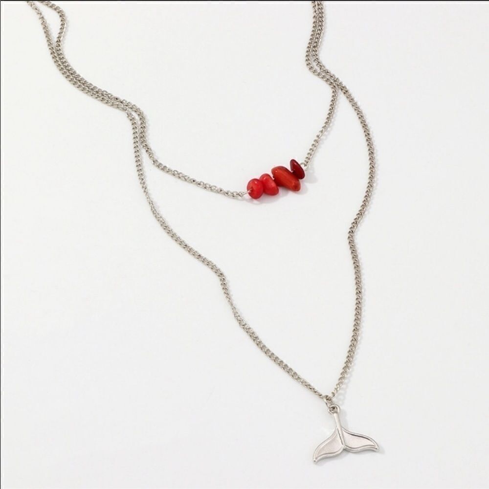 Necklace double layered Zinc Alloy Chip Stone Cute